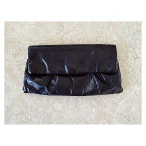 VTG Clemente Black Leather Fold Over Clutch